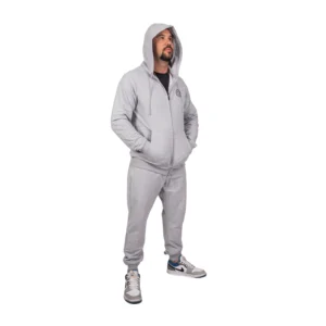 OMD™ Silver Grey Classic Sweatsuit for Men - Timeless and Comfortable Sweatshirt and Joggers Set, Perfect for Casual Wear, Lounging, and Athleisure. Elegant Grey Hoodie and Sweatpants Outfit, Ideal for Comfort and Style.