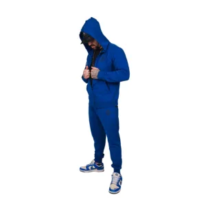 OMD™ Sapphire Blue Active Sweatsuit - Full View of Hooded Sweatshirt and Joggers