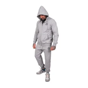 OMD™ Ash Grey Classic Sweatsuit - Full View of Hooded Sweatshirt and Joggers