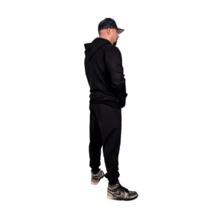 OMD™ Midnight Black Elite Sweatsuit - Close-Up of Durable Zipper and Hoodie