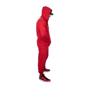 OMD™ Crimson Red Sweatsuit - Man in Activewear for Running and Gym Sessions