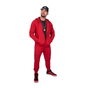 OMD™ Crimson Red Sweatsuit - Premium Fabric Blend: 65% Polyester, 30% Cotton, 5% Spandex
